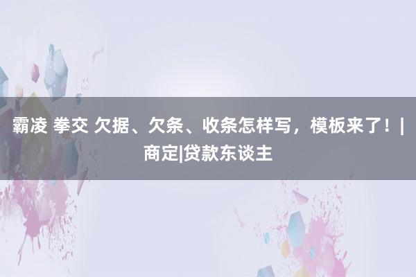 霸凌 拳交 欠据、欠条、收条怎样写，模板来了！|商定|贷款东谈主